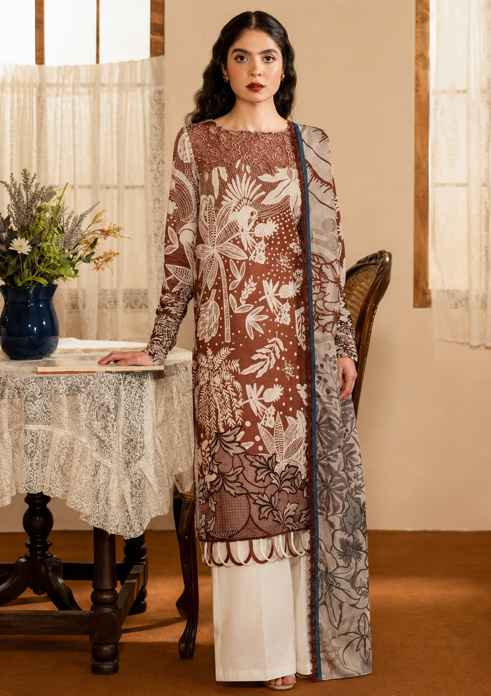 Lawn 3PC Unstitched Suit - BL