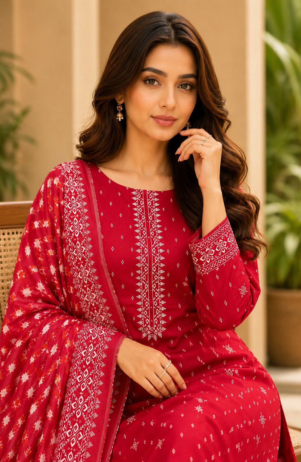 3PCs PRINTED LAWN UNSTITCHED SUIT