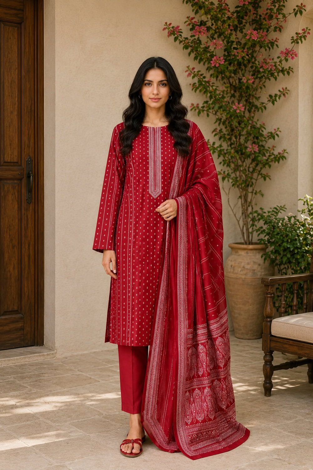 3PCs PRINTED LAWN UNSTITCHED SUIT