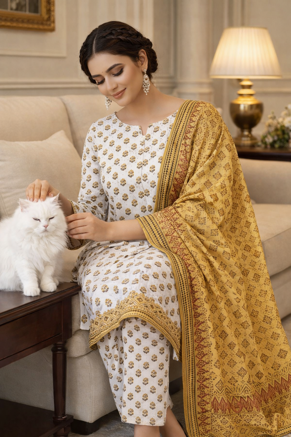 Swiss Lawn Unstitched 3 Piece Suit - A1203