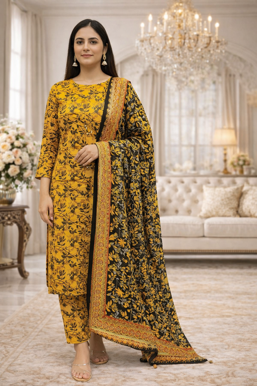 Swiss Lawn Unstitched 3 Piece Suit - A1109