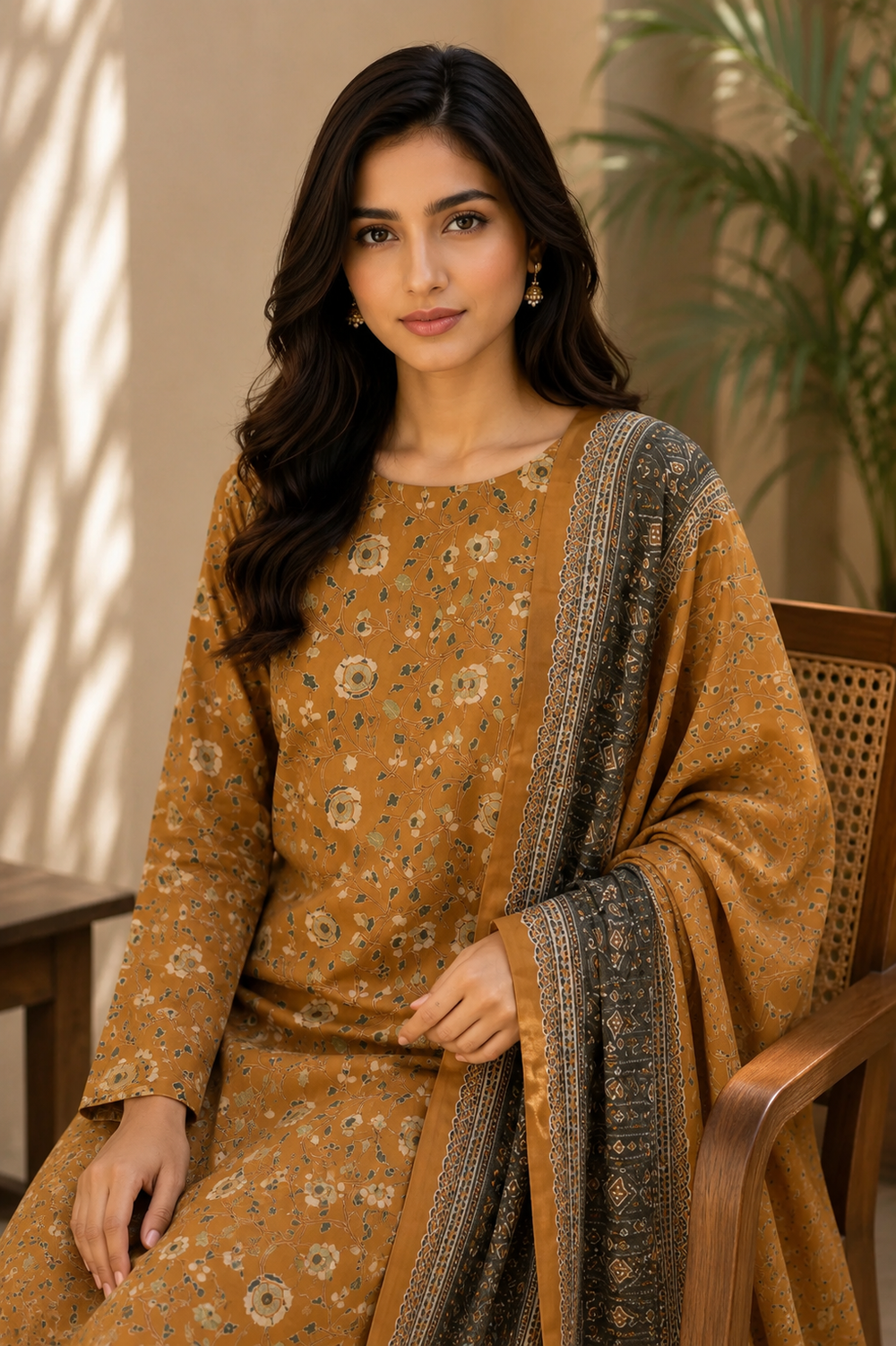 3PCs PRINTED LAWN UNSTITCHED SUIT