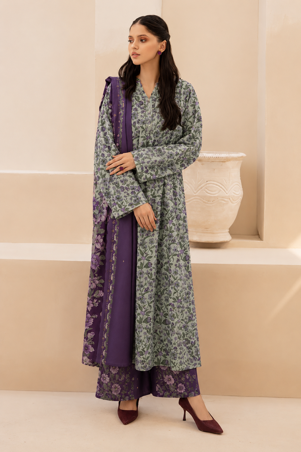 Lawn 3PC Unstitched Suit - BL