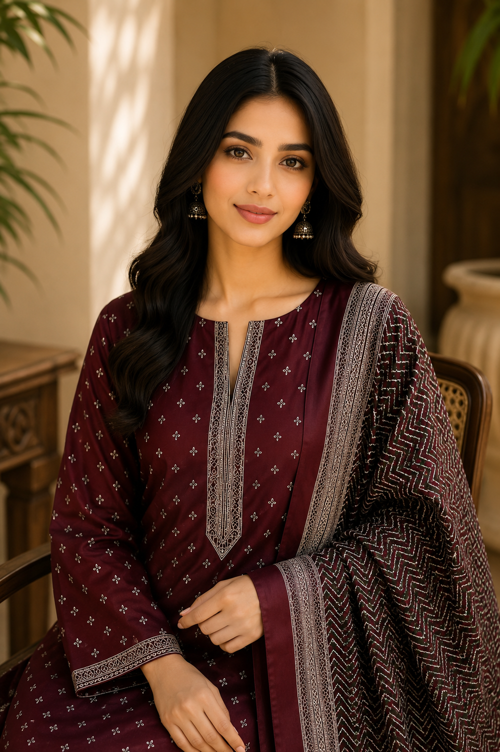 3PCs PRINTED LAWN UNSTITCHED SUIT