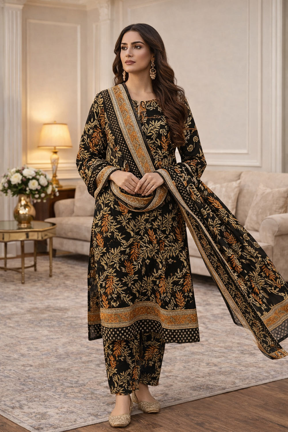 Swiss Lawn Unstitched 3 Piece Suit - A1401