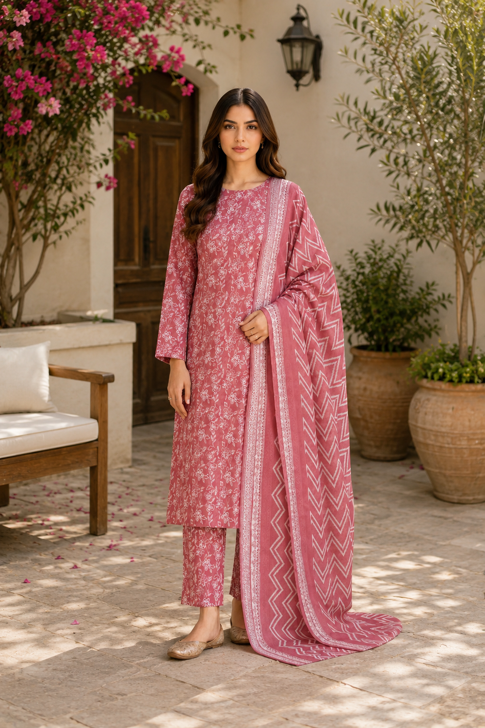 3PCs PRINTED LAWN UNSTITCHED SUIT