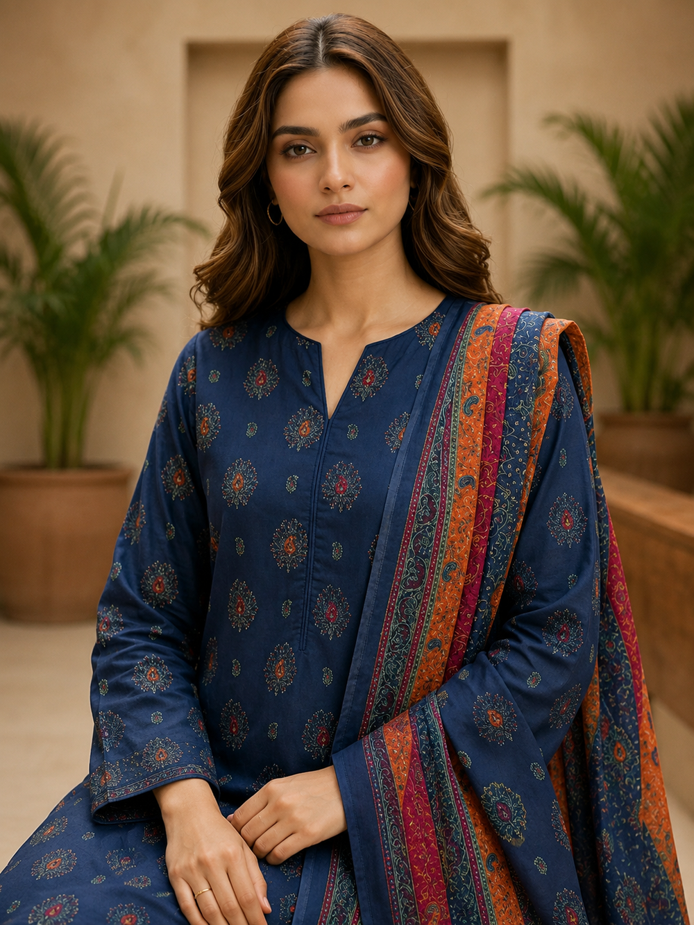 3PCs PRINTED LAWN UNSTITCHED SUIT