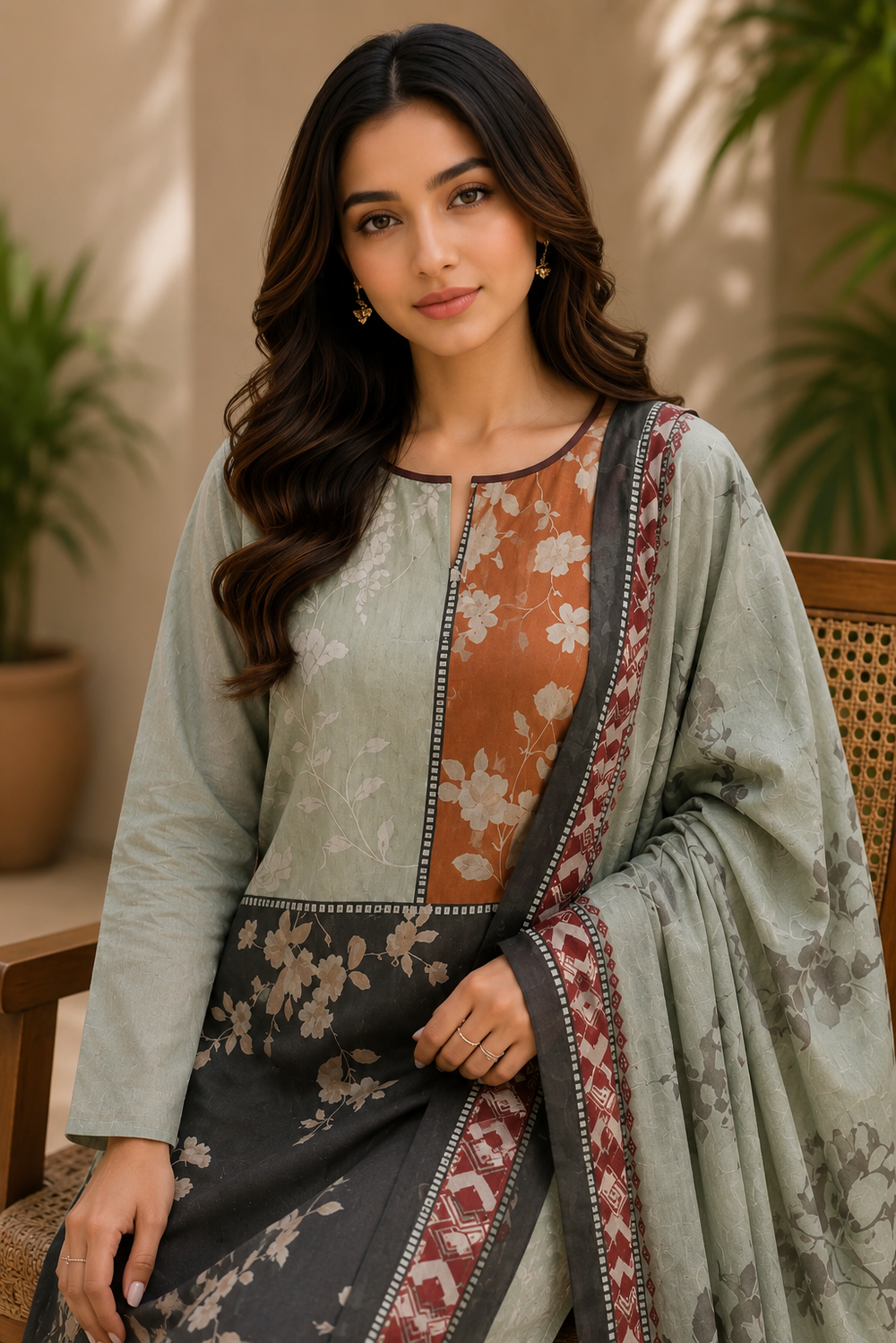 3PCs PRINTED LAWN UNSTITCHED SUIT