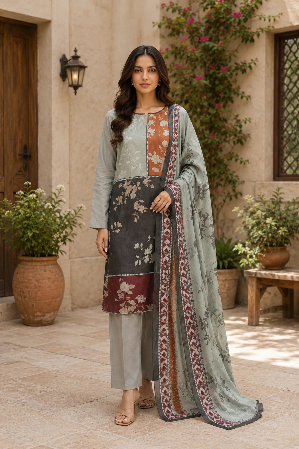 3PCs PRINTED LAWN UNSTITCHED SUIT