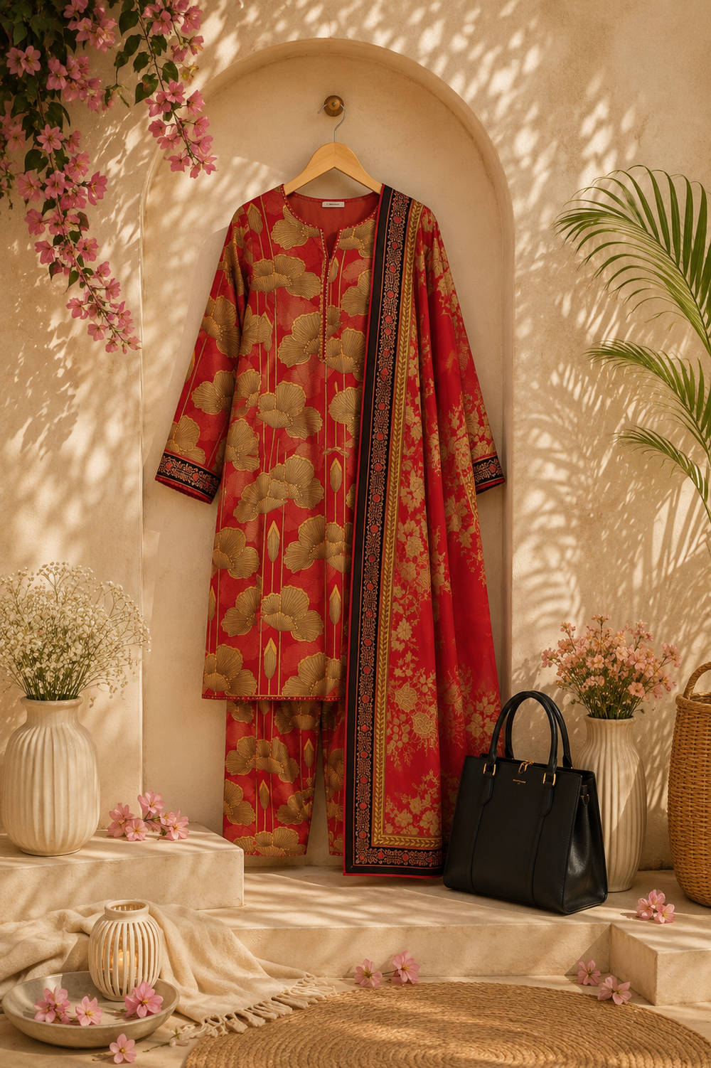 PRINTED 3PCs SWISS LAWN SUIT - W1705
