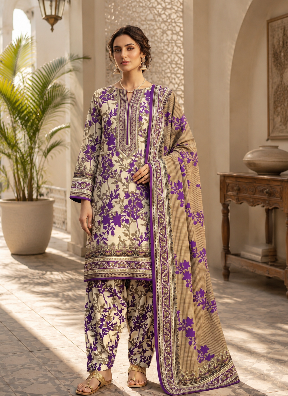 SWISS PRINTED 3PCs LAWN SUIT