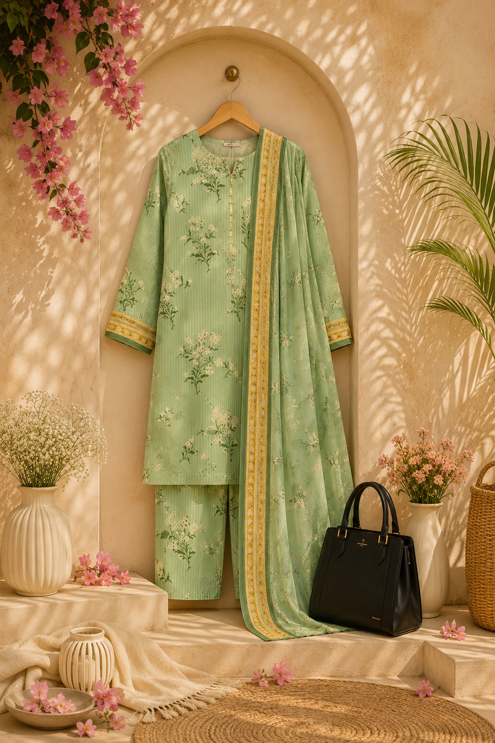 PRINTED 3PCs SWISS LAWN SUIT - W1711