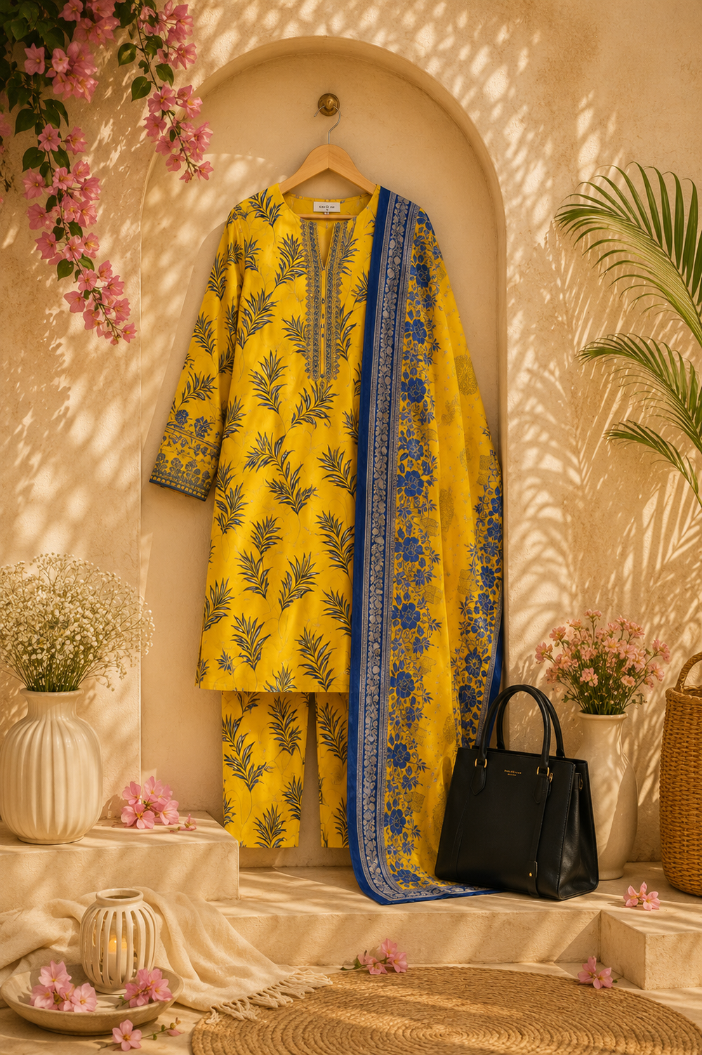 PRINTED 3PCs SWISS LAWN SUIT - W1712