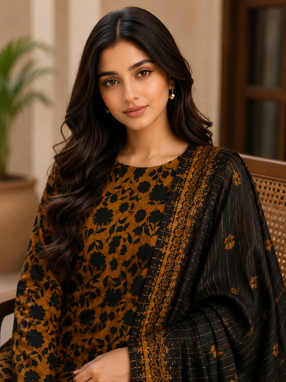 3PCs PRINTED LAWN UNSTITCHED SUIT