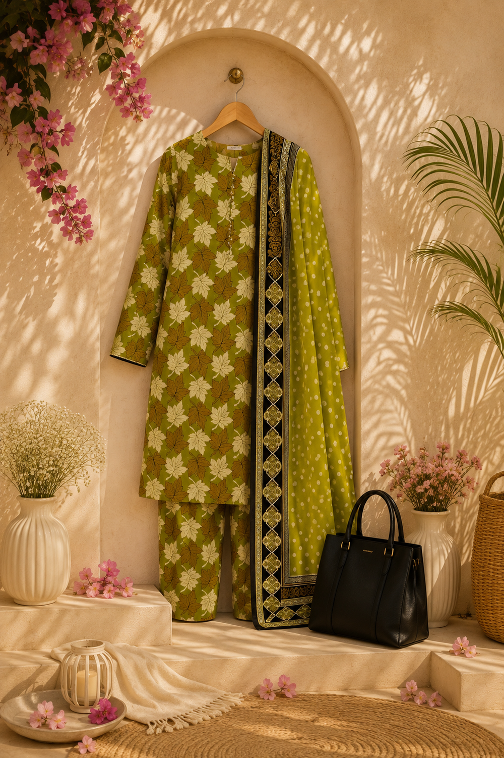 PRINTED 3PCs SWISS LAWN SUIT - W1810