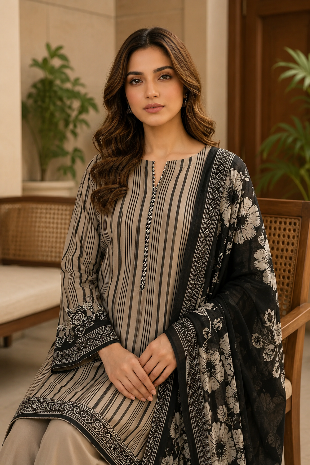 3PCs PRINTED LAWN UNSTITCHED SUIT