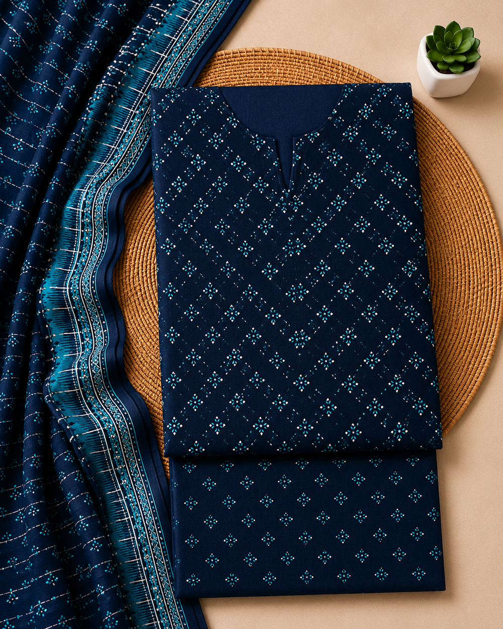 PRINTED 3PCs LAWN SUIT