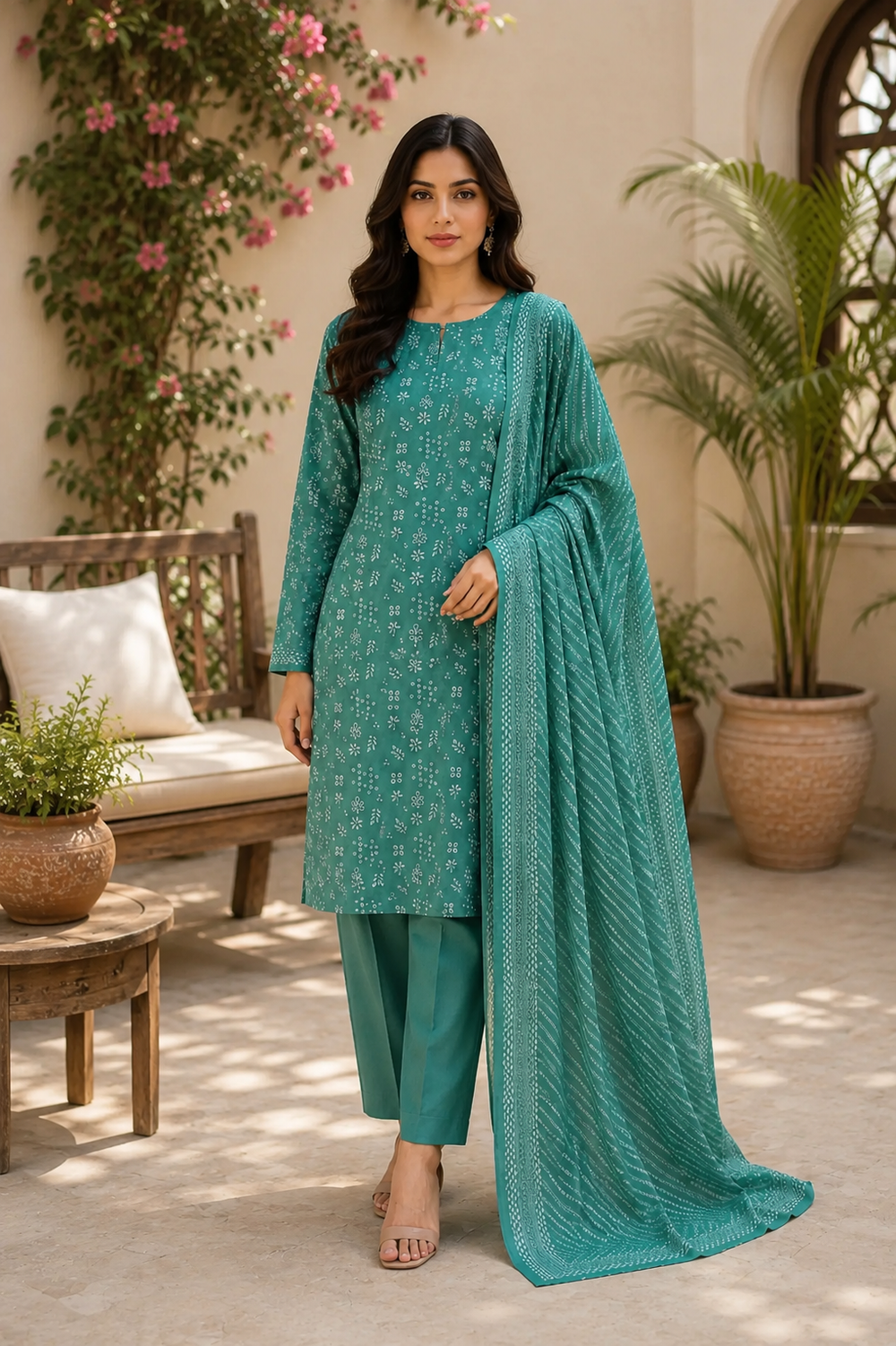 3PCs PRINTED LAWN UNSTITCHED SUIT
