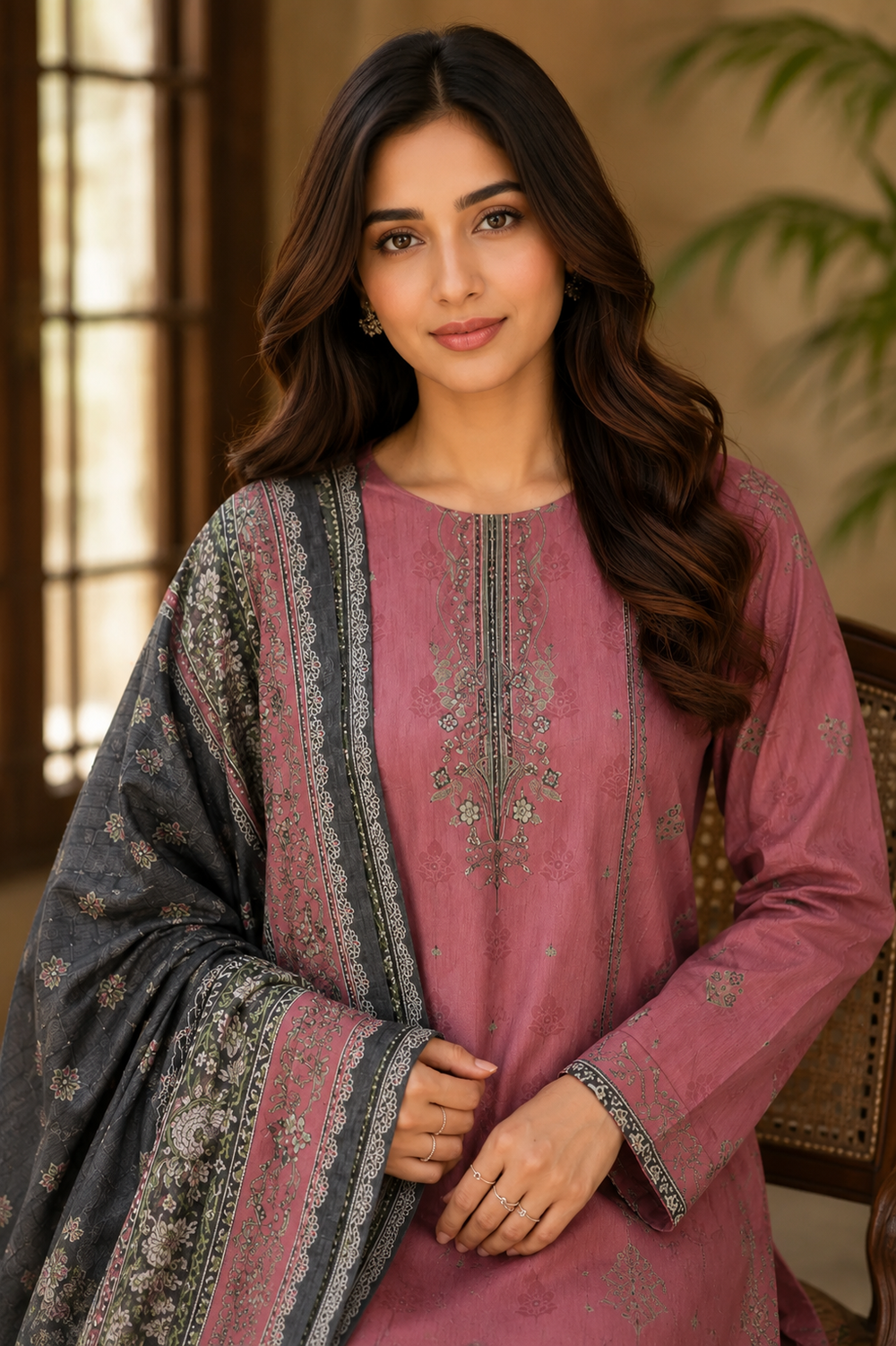3PCs PRINTED LAWN UNSTITCHED SUIT