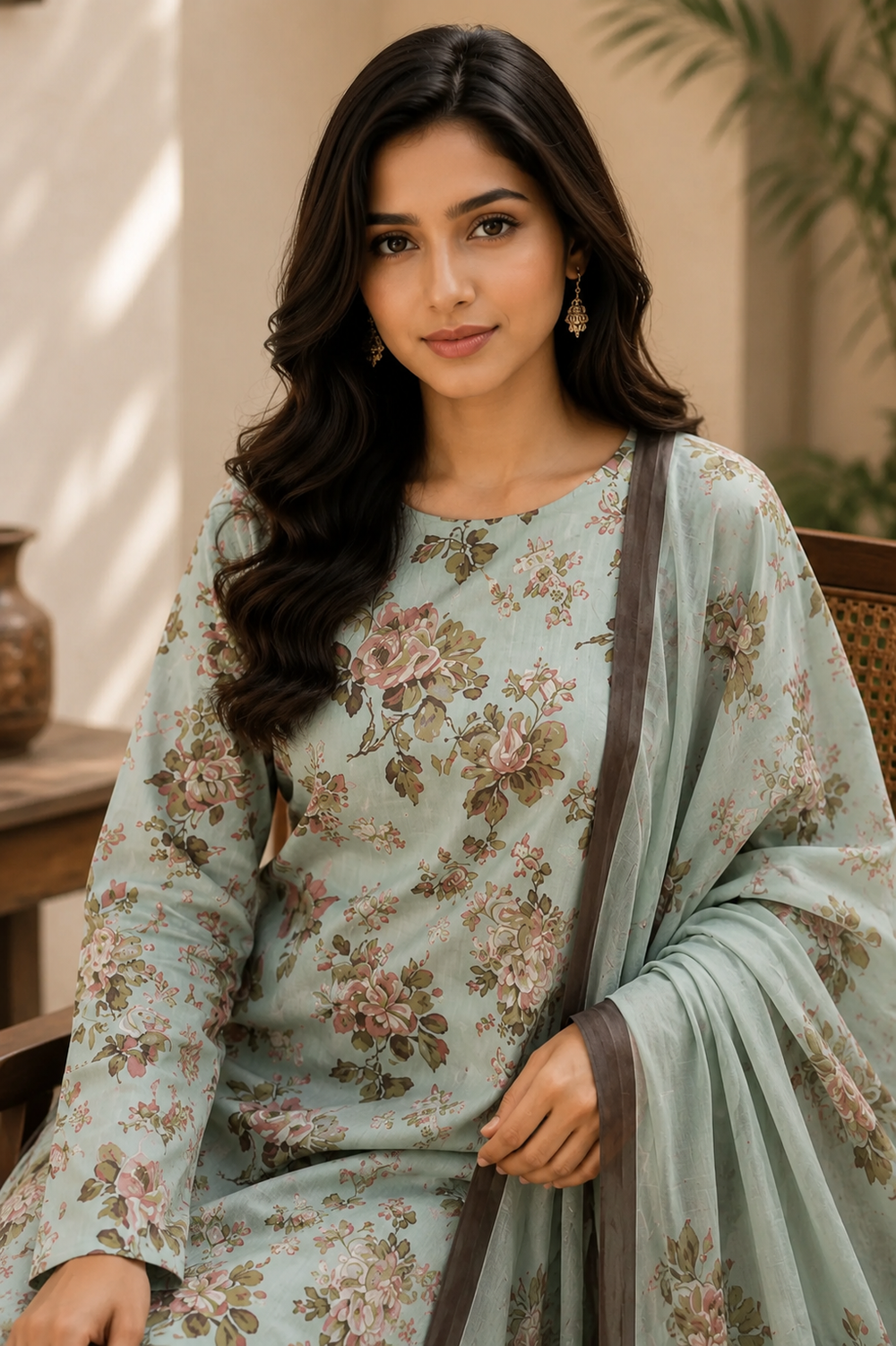 3PCs PRINTED LAWN UNSTITCHED SUIT