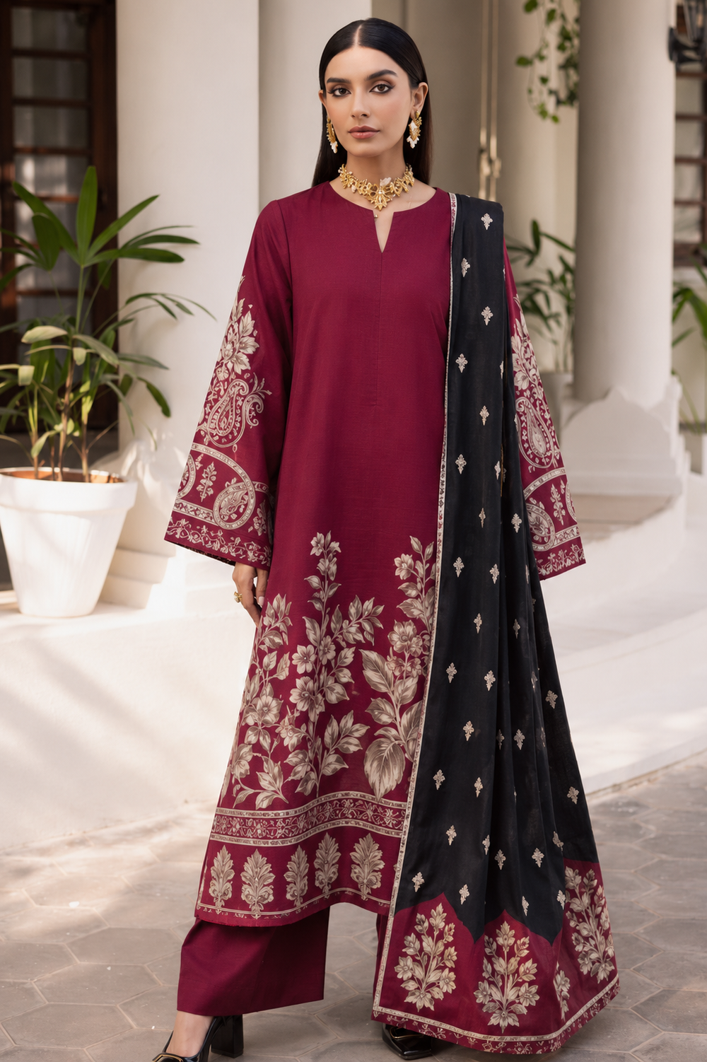 Lawn 3PC Unstitched Suit - BL