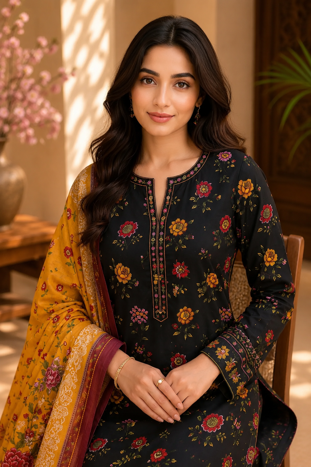 3PCs PRINTED LAWN UNSTITCHED SUIT