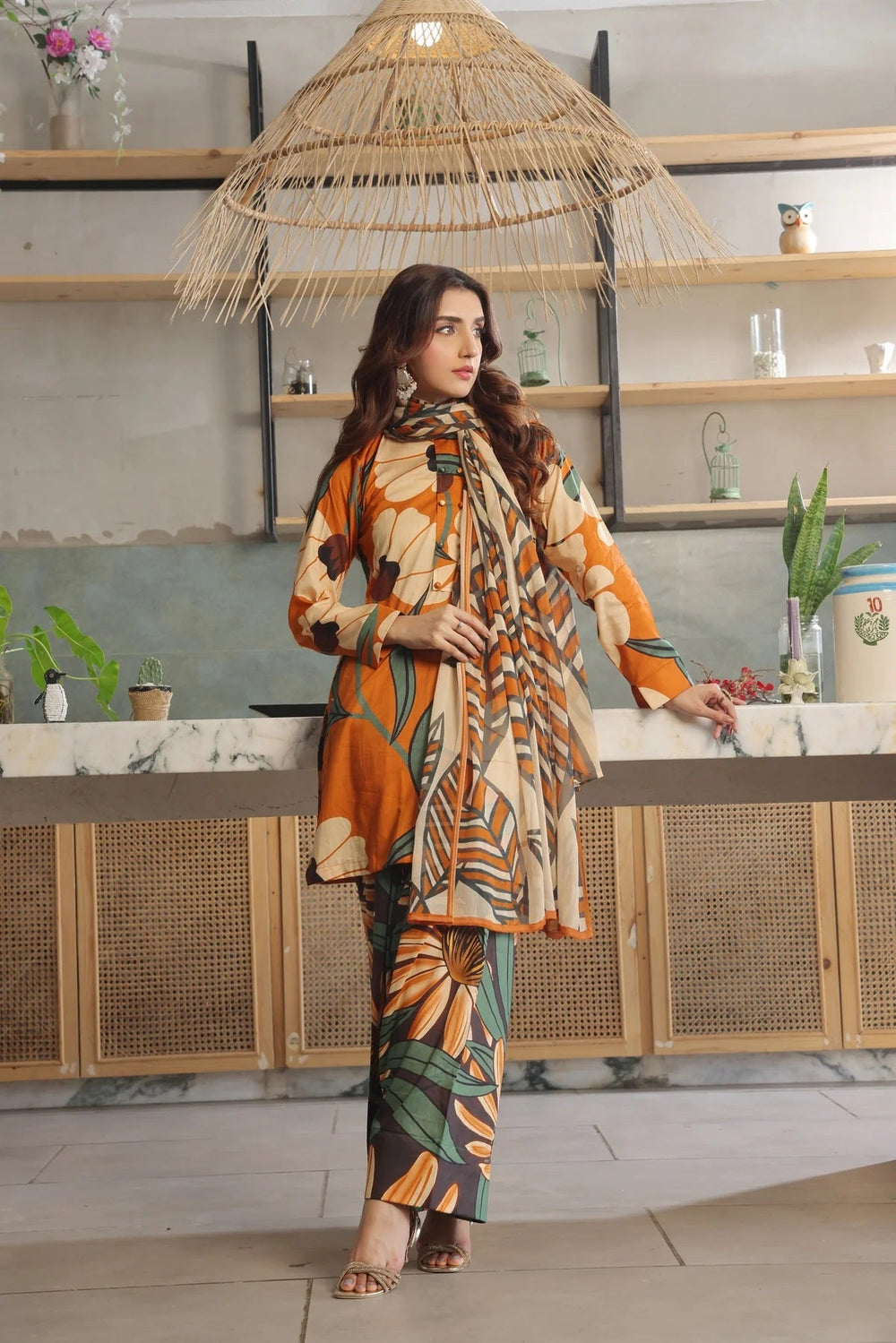 3 Piece BreezeLawn Printed UnStitched Suit with Printed Dupatta & Printed Trouser.