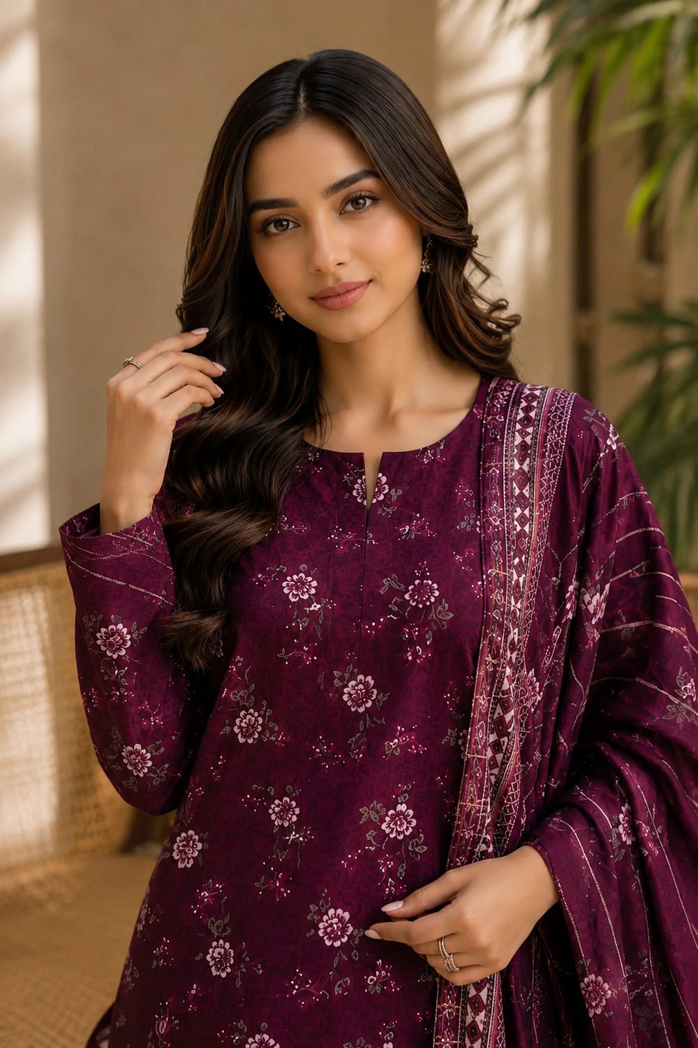 3PCs PRINTED LAWN UNSTITCHED SUIT