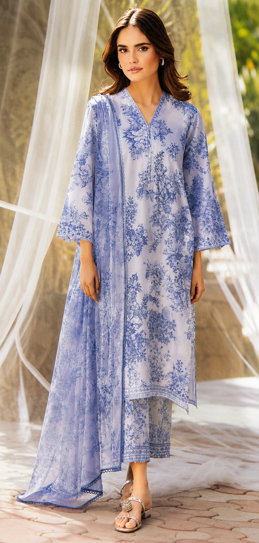 Lawn 3PC Unstitched Suit - BL