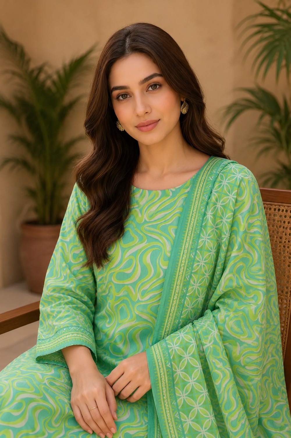 3PCs PRINTED LAWN UNSTITCHED SUIT