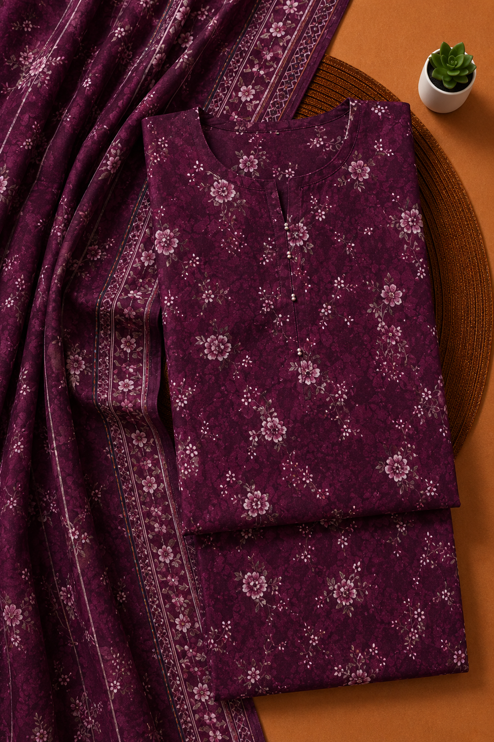 PRINTED 3PCs LAWN SUIT