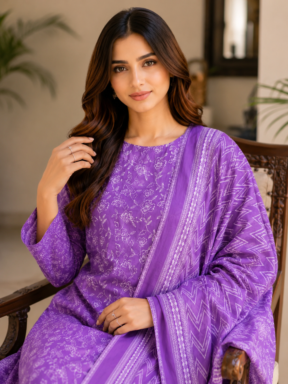 3PCs PRINTED LAWN UNSTITCHED SUIT