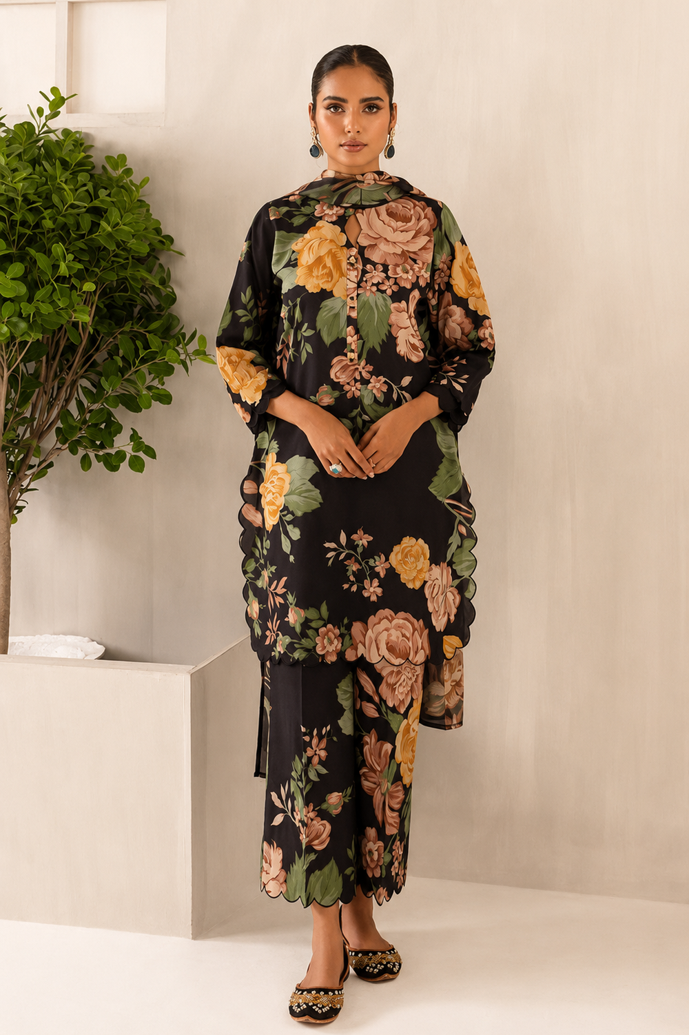 Lawn 3PC Unstitched Suit - BL