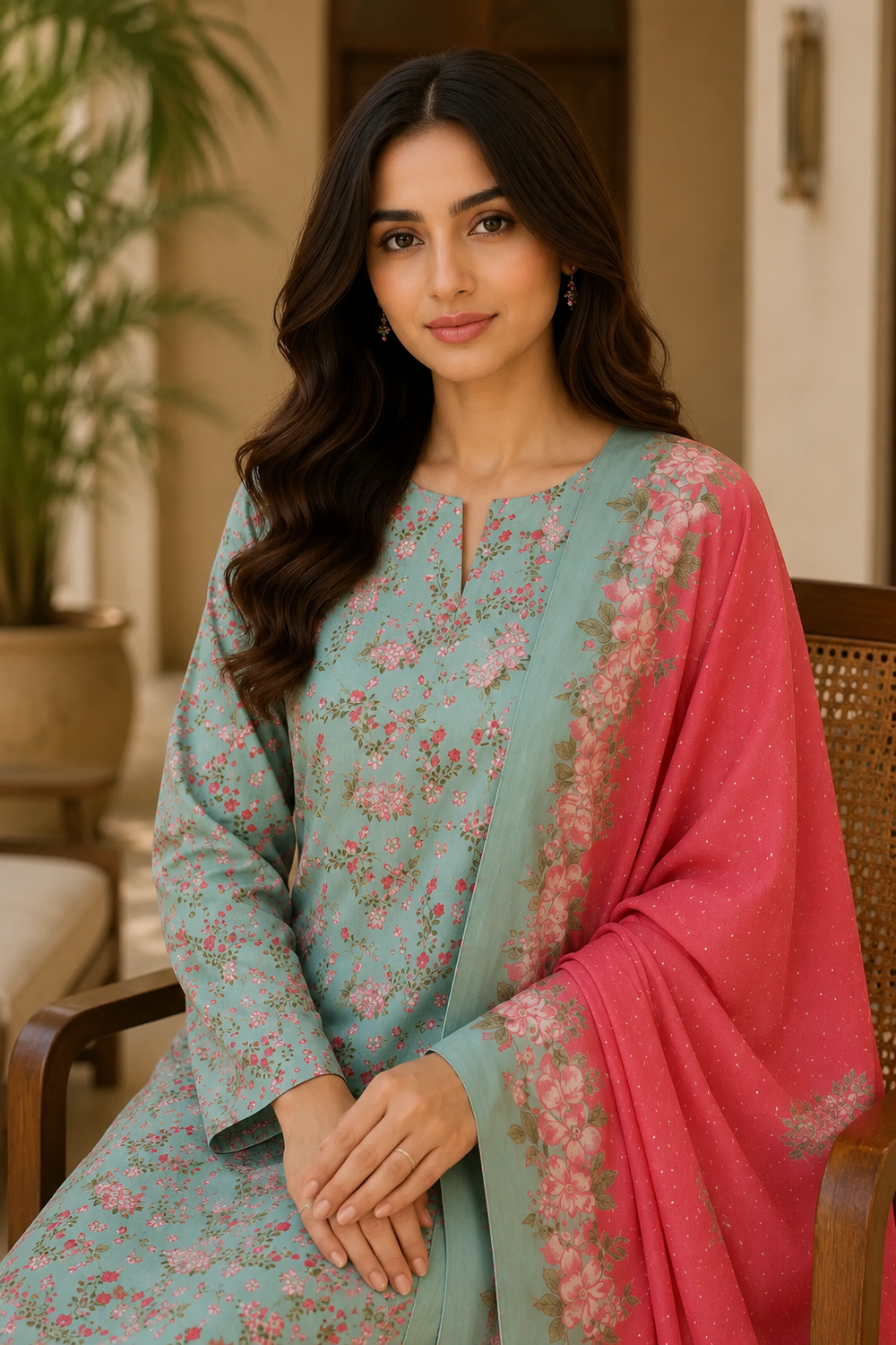 3PCs PRINTED LAWN UNSTITCHED SUIT