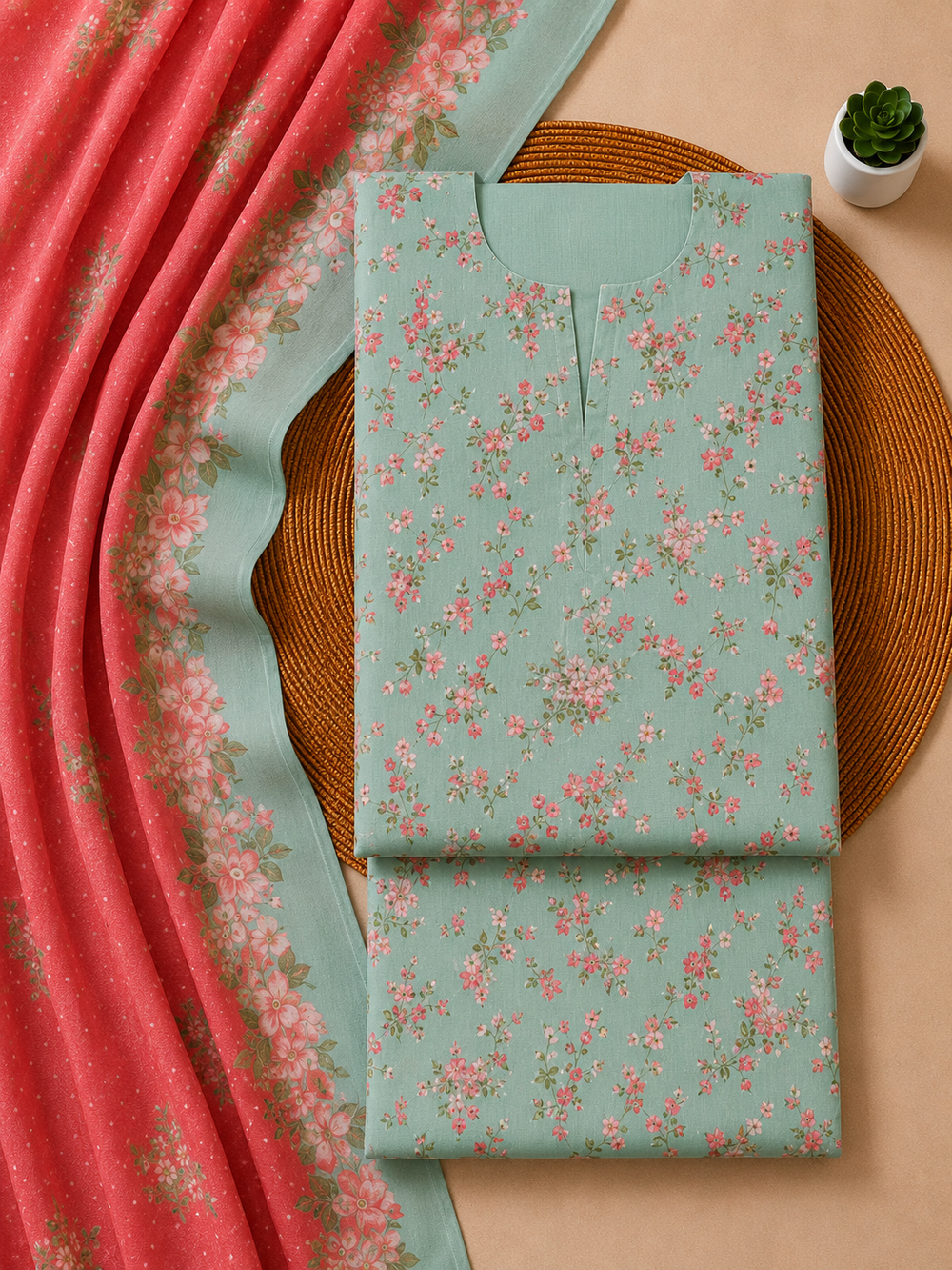 PRINTED 3PCs LAWN SUIT