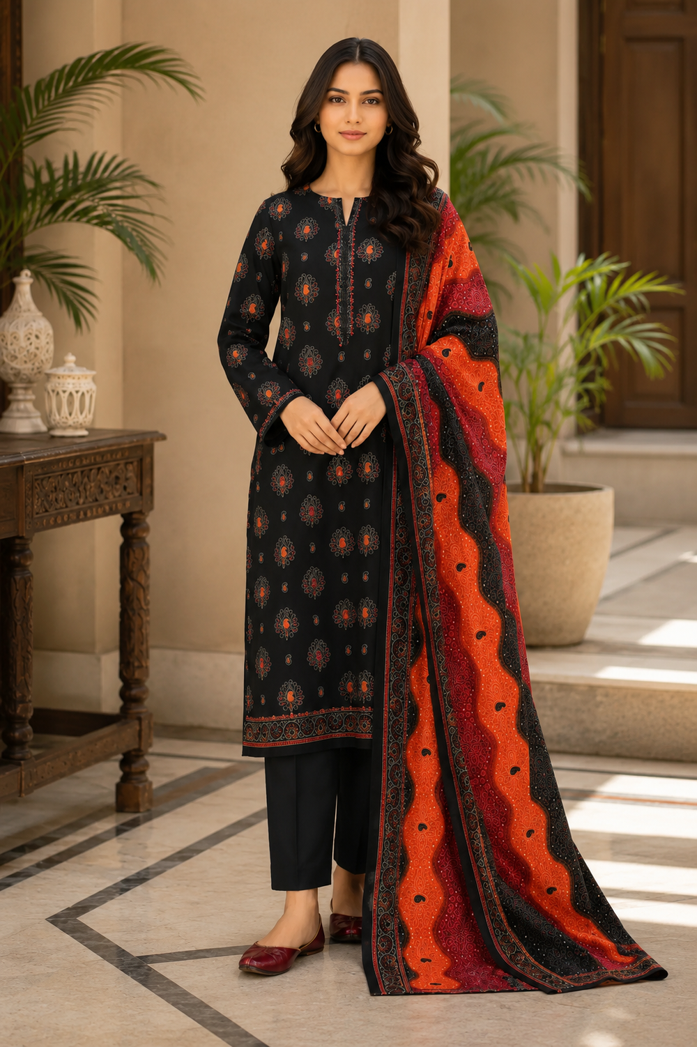 3PCs PRINTED LAWN UNSTITCHED SUIT