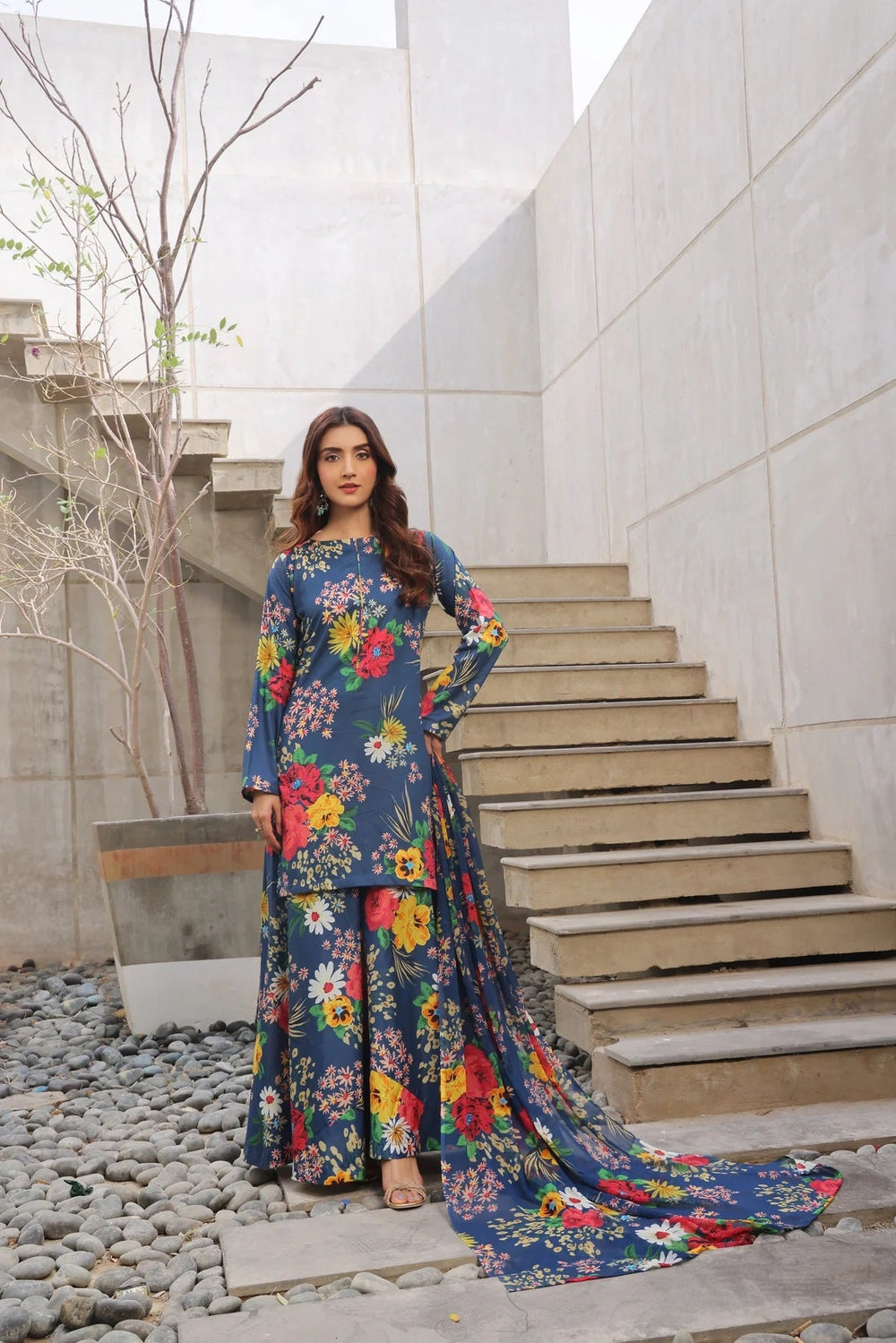 3 Piece BreezeLawn Printed UnStitched Suit with Printed Dupatta & Printed Trouser.
