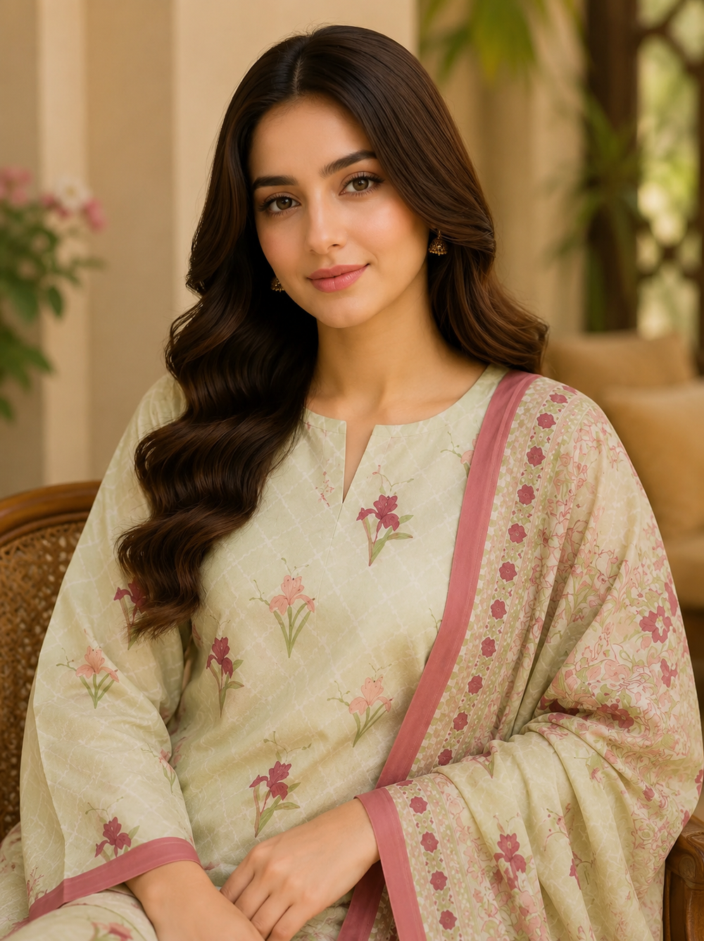 3PCs PRINTED LAWN UNSTITCHED SUIT