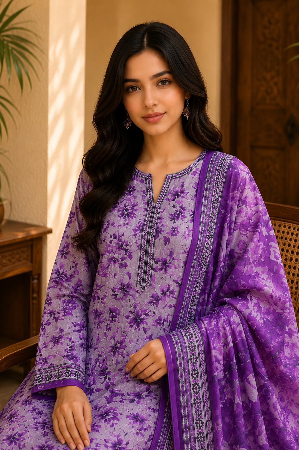 3PCs PRINTED LAWN UNSTITCHED SUIT