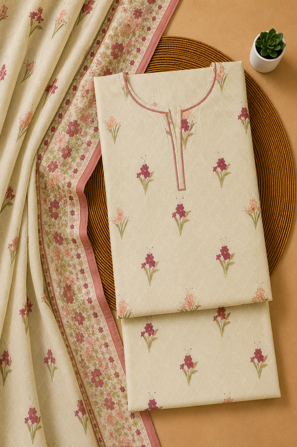 PRINTED 3PCs LAWN SUIT