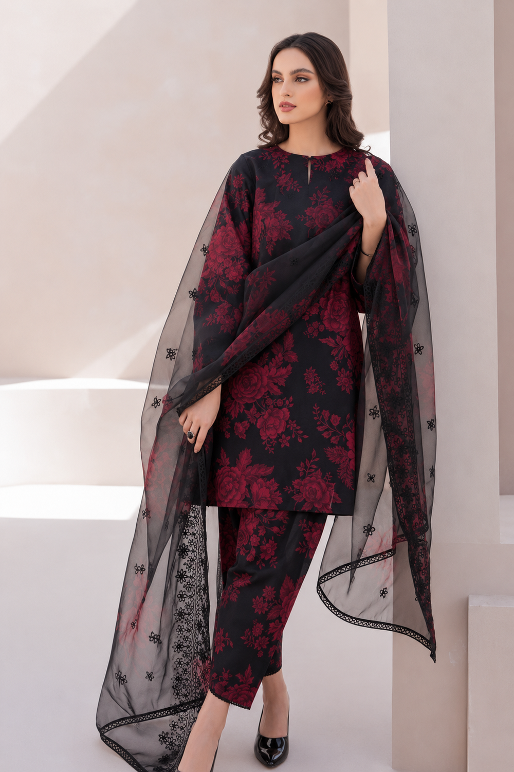 Lawn 3PC Unstitched Suit - BL