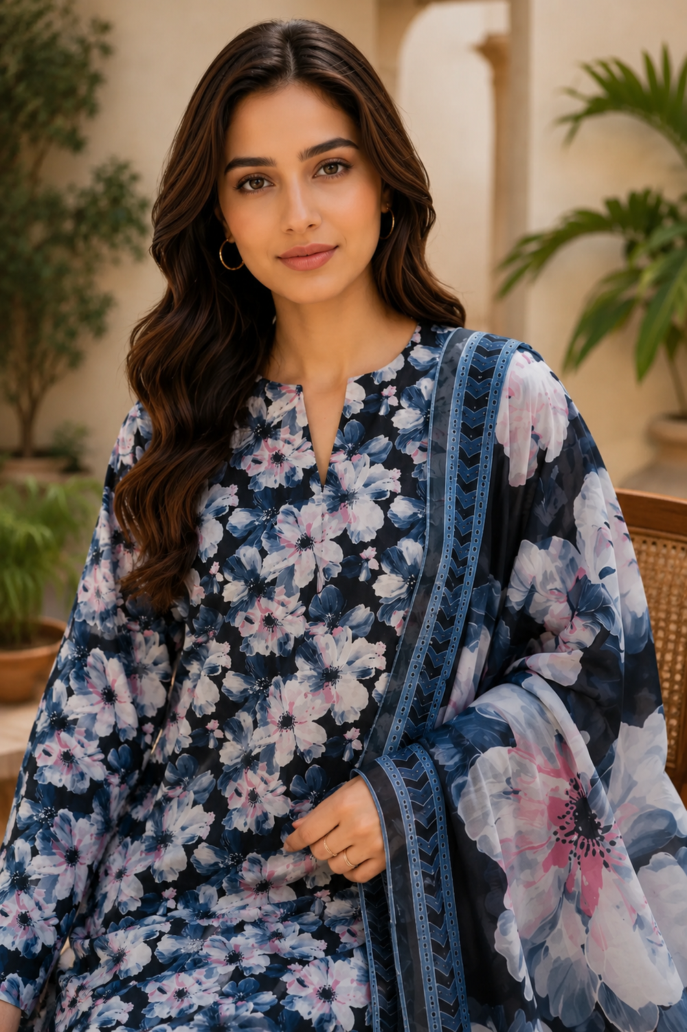 3PCs PRINTED LAWN UNSTITCHED SUIT