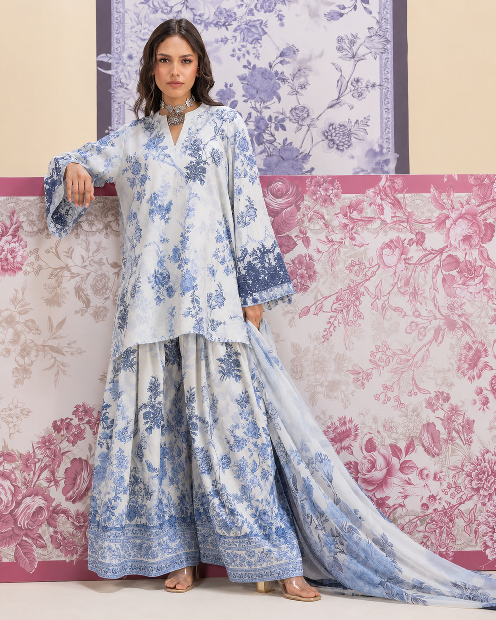 Lawn 3PC Unstitched Suit - BL