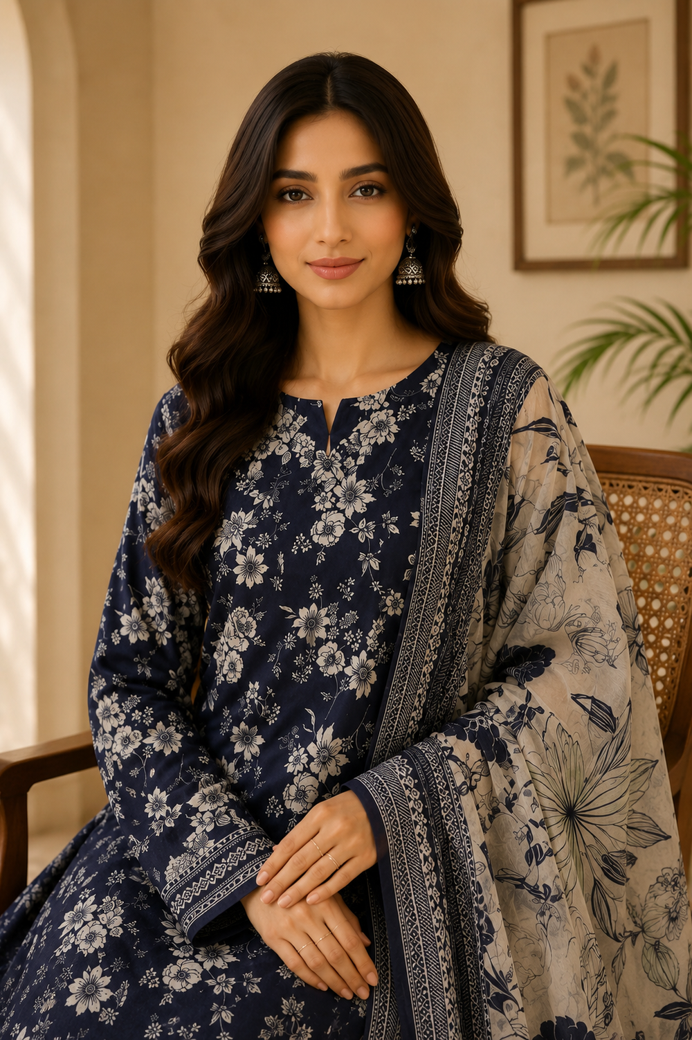3PCs PRINTED LAWN UNSTITCHED SUIT