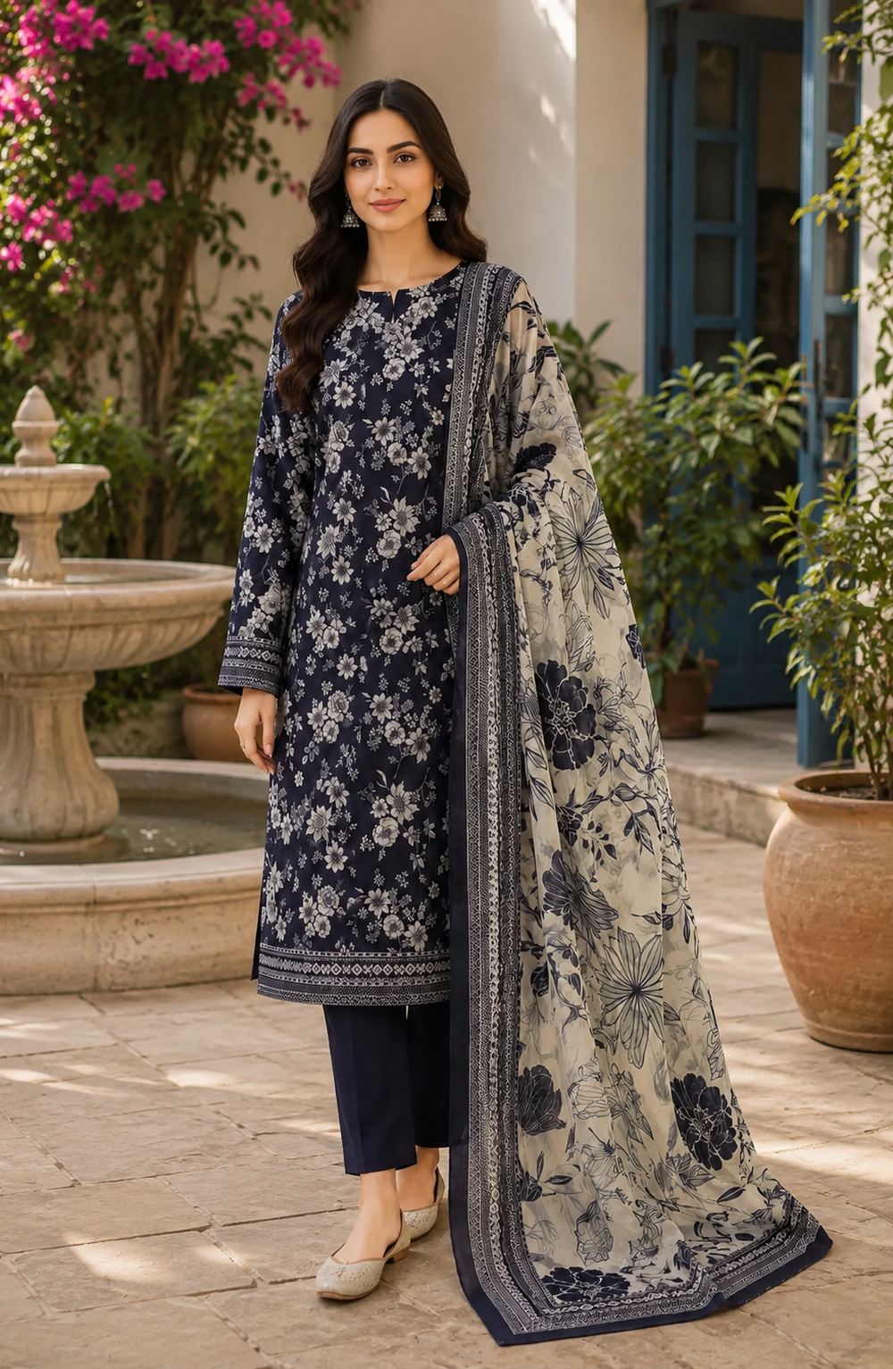 3PCs PRINTED LAWN UNSTITCHED SUIT