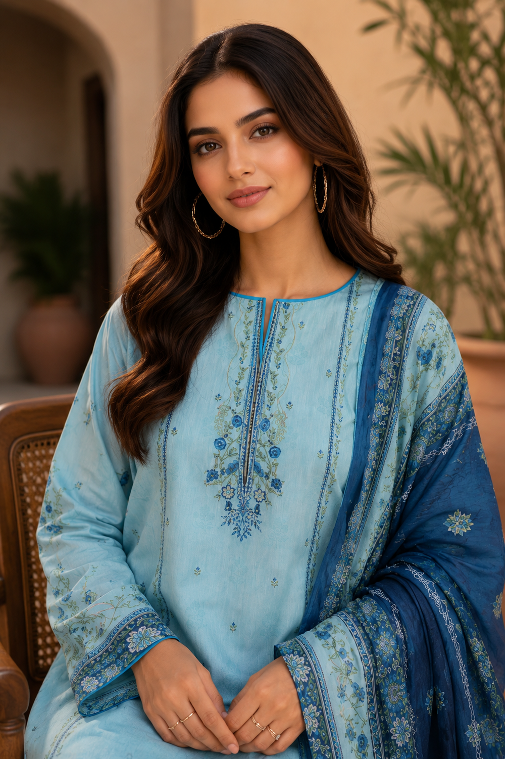 3PCs PRINTED LAWN UNSTITCHED SUIT