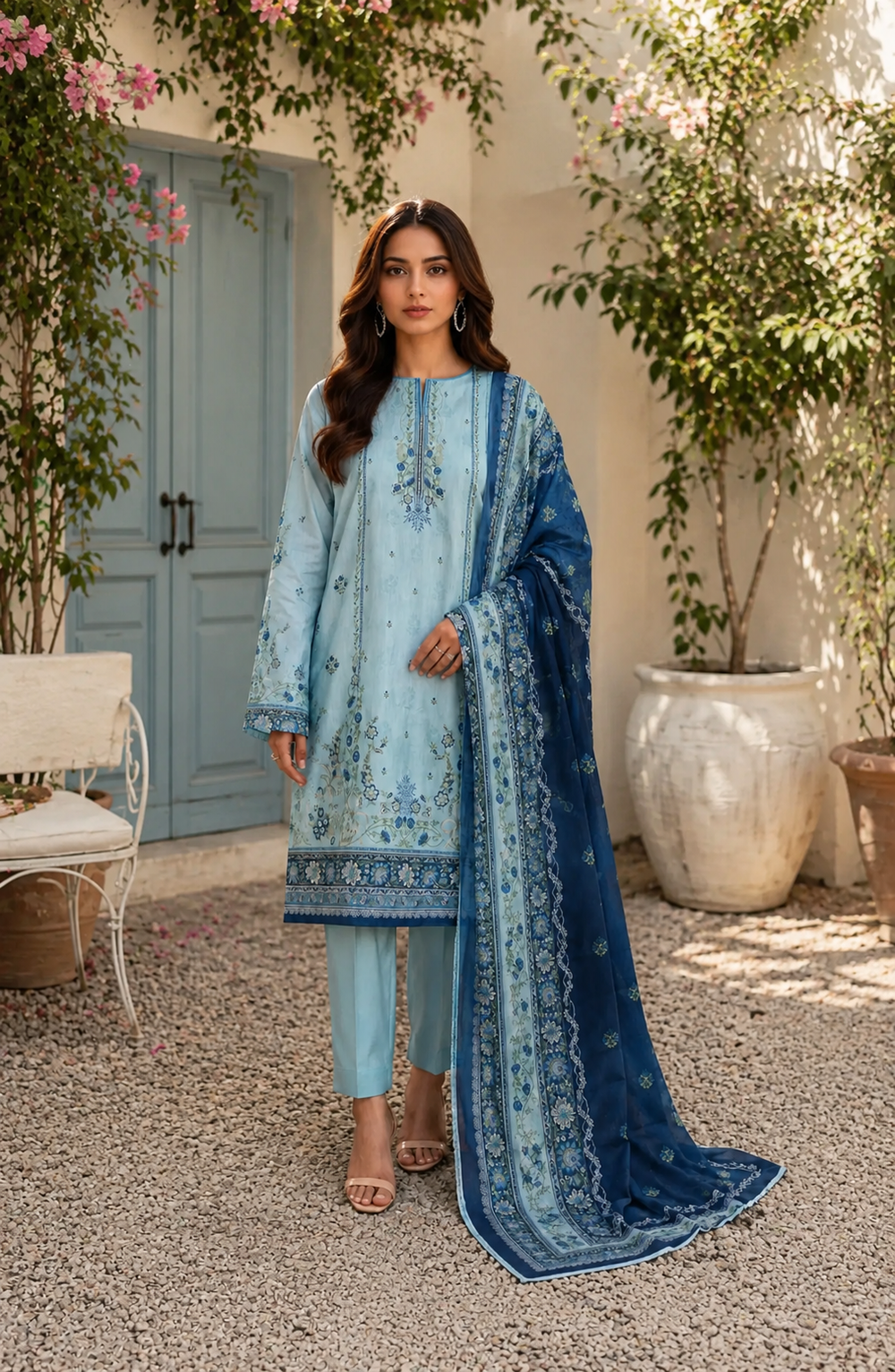3PCs PRINTED LAWN UNSTITCHED SUIT