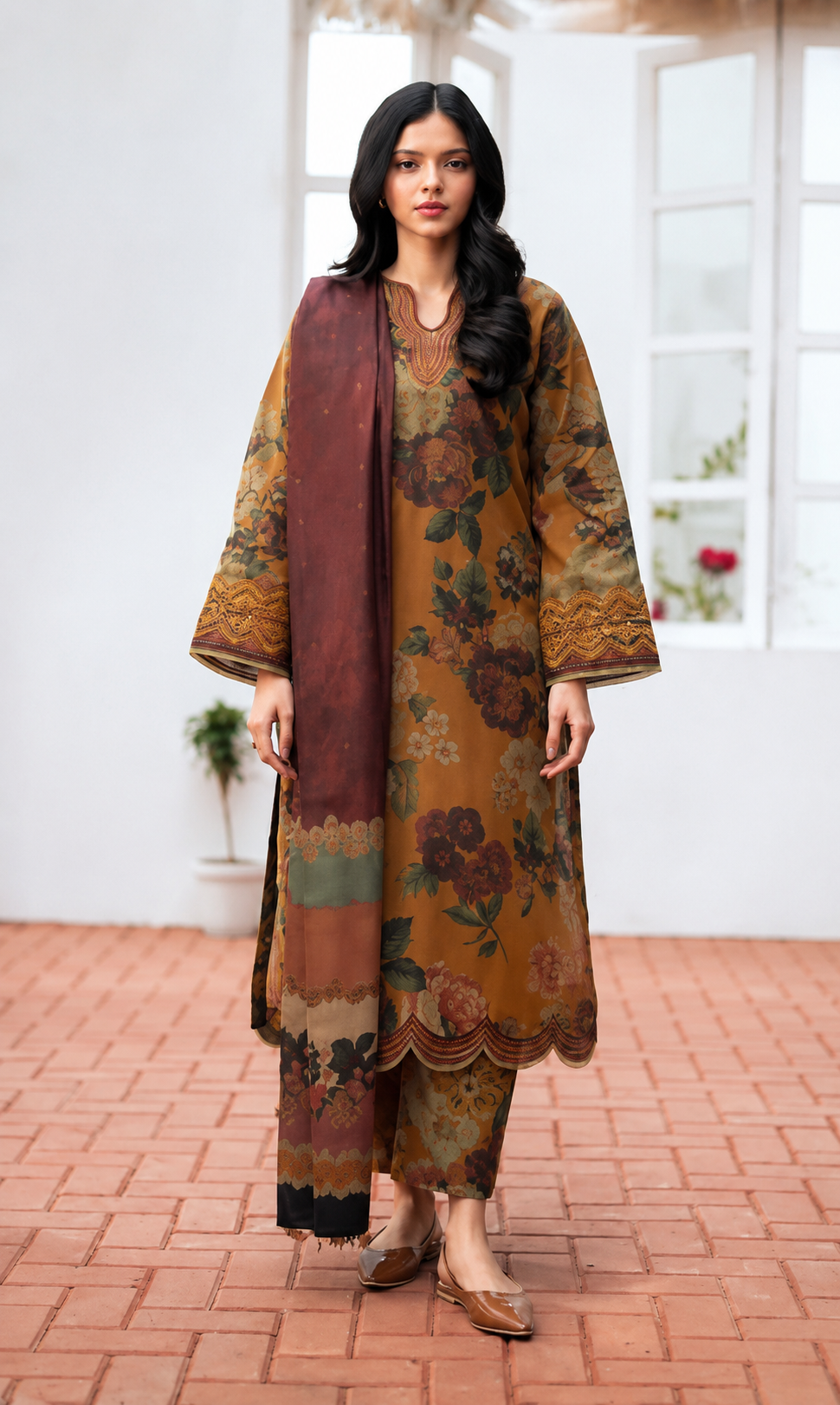 Lawn 3PC Unstitched Suit - BL
