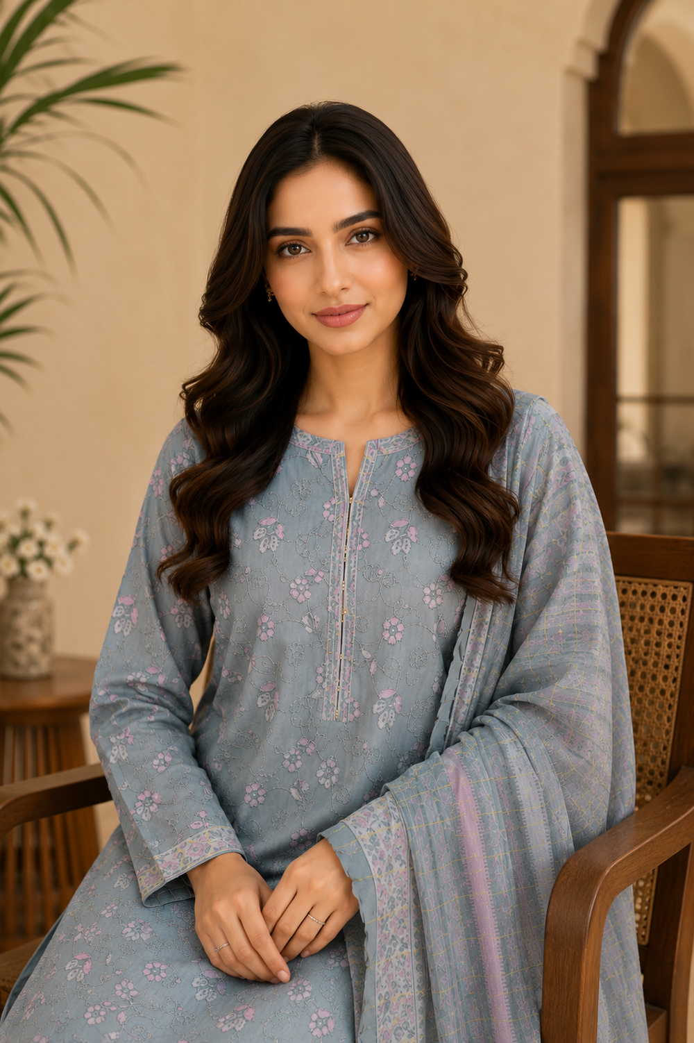 3PCs PRINTED LAWN UNSTITCHED SUIT