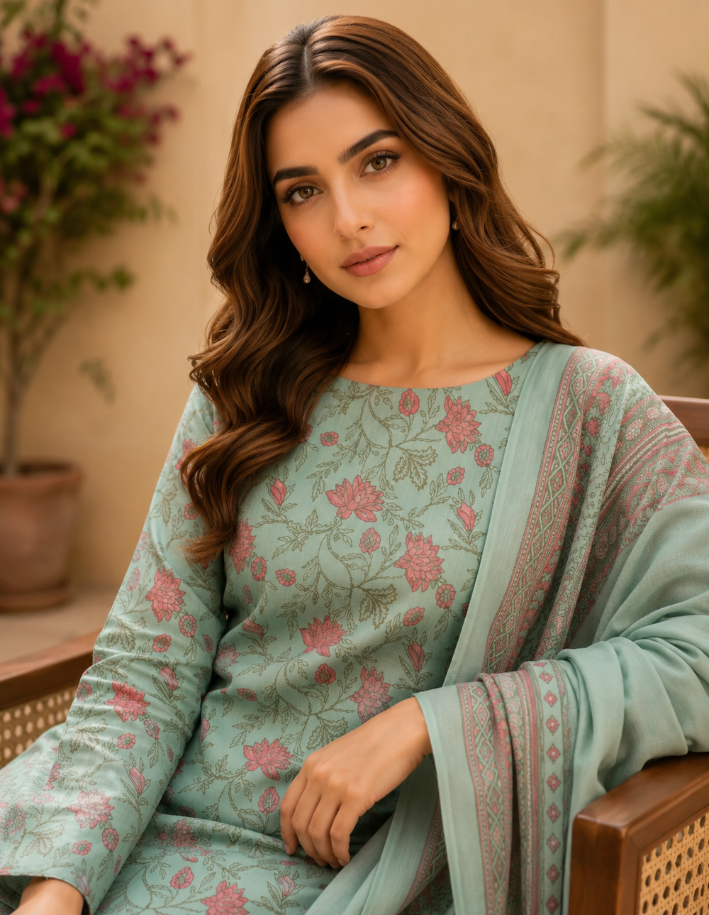 3PCs PRINTED LAWN UNSTITCHED SUIT